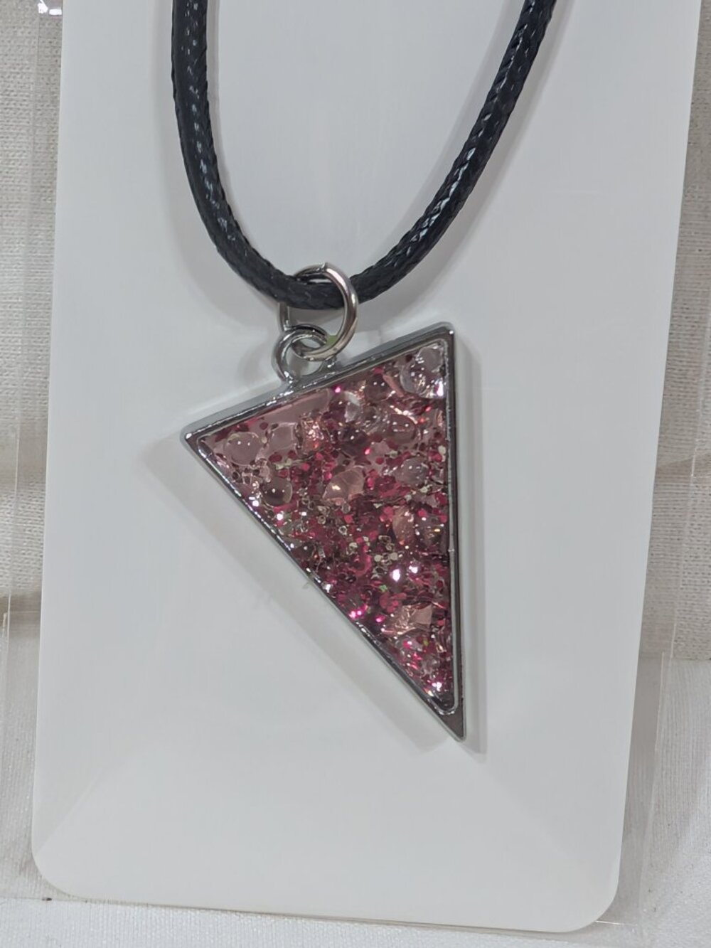 Pink/Clear/Red Triangle necklace